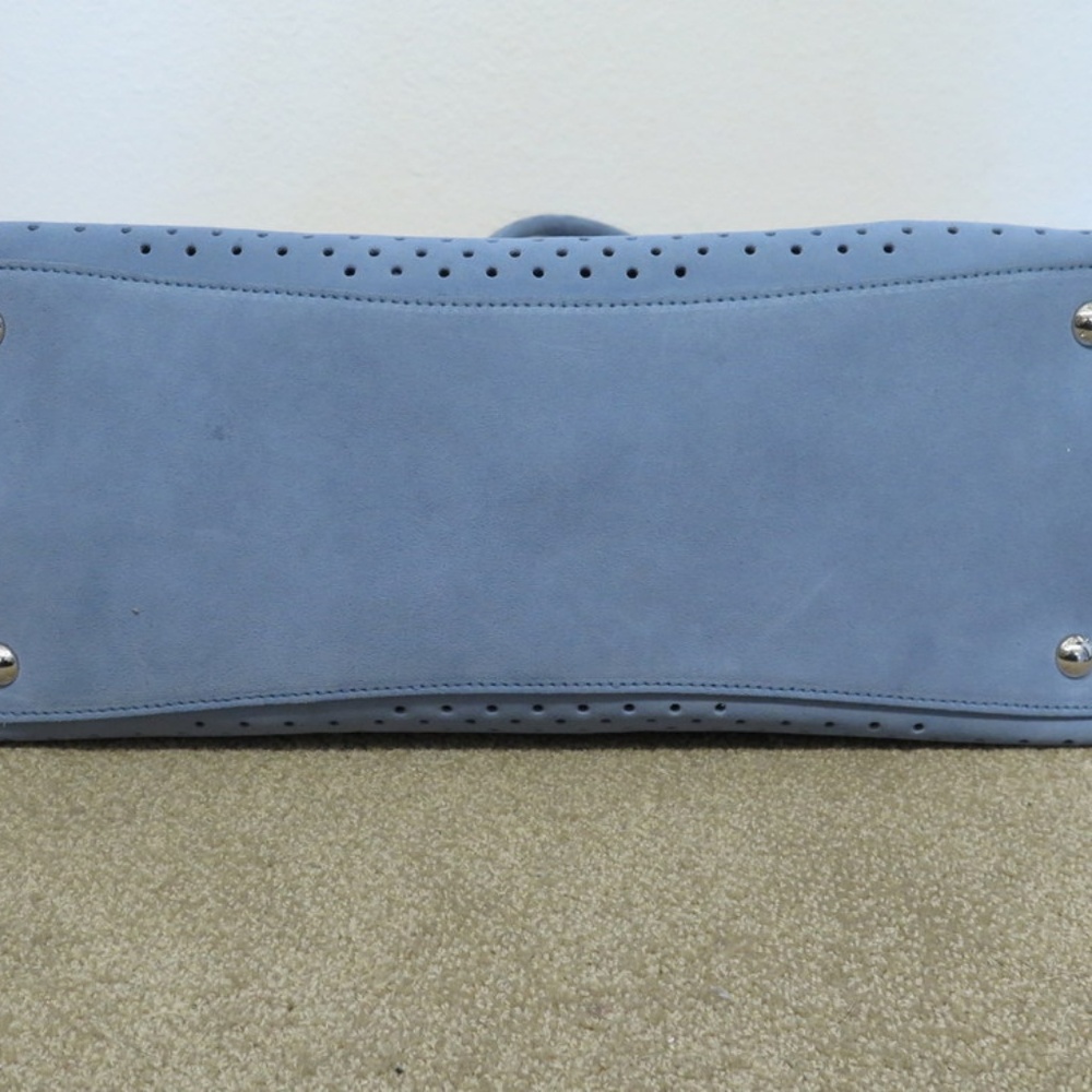 Prada Bag Perforated Suede Large Tote Astral Blue - Picture 3 of 8
